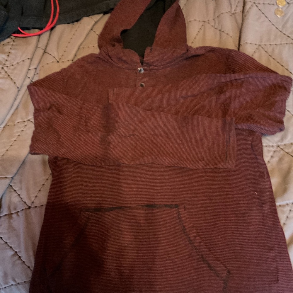 Maroon and black thin stripe long sleeve hoodie. Hurley